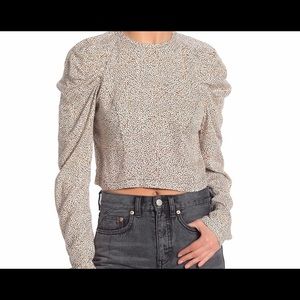 AFRM Leopard Print Blouse Crop Top Nordstrom New With Tags XL